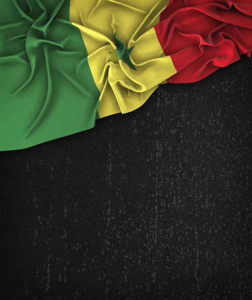 Сенегальский флаг Винтаж на гранж черной доске со спаком — стоковое фото