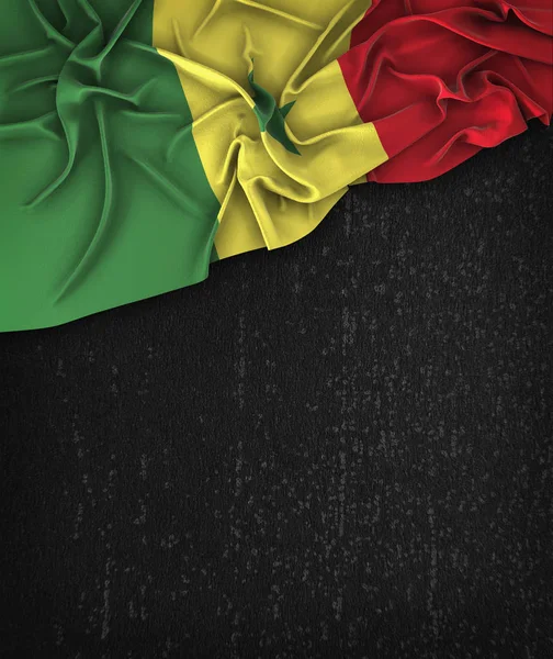 Senegal Flag Flag Vintage on a Grunge Black Chalkboard With Spac — Stock Photo, Image