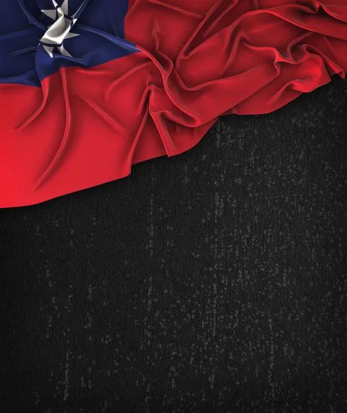 Taiwan Flag Vintage on a Grunge Black Chalkboard With Space For — Stock Photo, Image