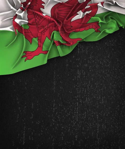 Wales Flag Vintage on a Grunge Black Chalkboard With Space For T — Stock Photo, Image
