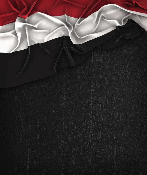 也门国旗葡萄酒在 Grunge 黑色黑板与空间 t — 图库照片