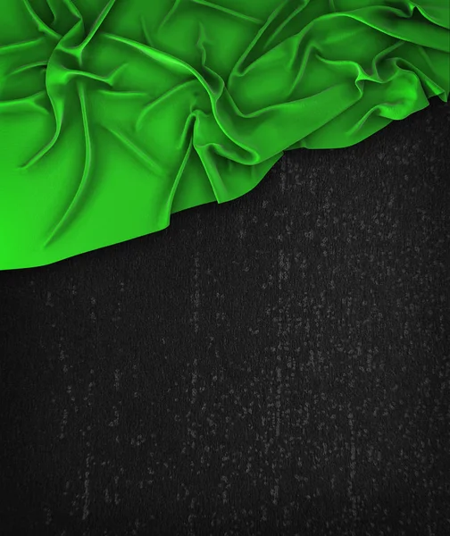 Bandera Verde Vintage en una pizarra Grunge Negro con espacio para T — Foto de Stock