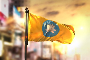 Kalmıkya bayrak City karşı gündoğumu Backlig vasıl geçmiş bulanık