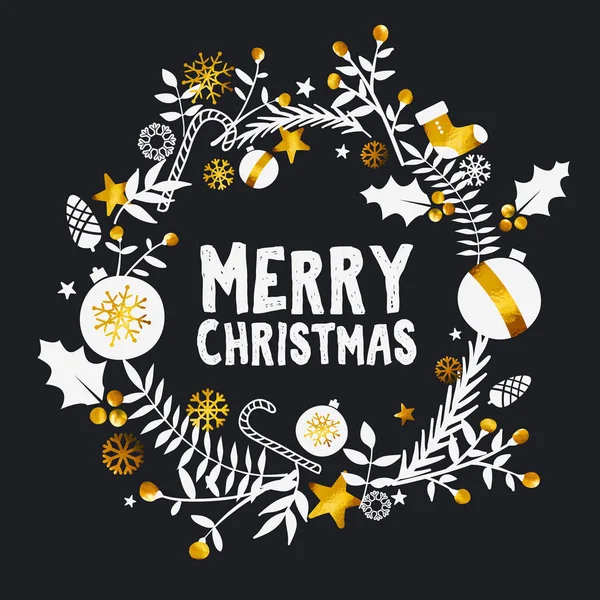 Buon Natale Golden Dark Ornament Card — Vettoriale Stock