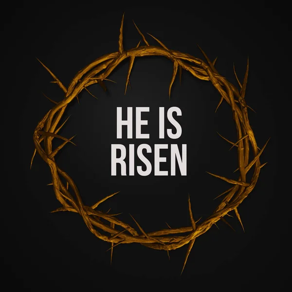 He is Risen Gold Crown of Thorns 3D Rendering