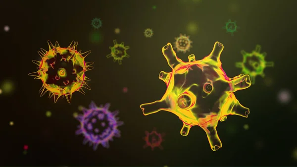 Coronavirus Covid Bakterien Mikroskopische Mikrobiologie — Stockfoto