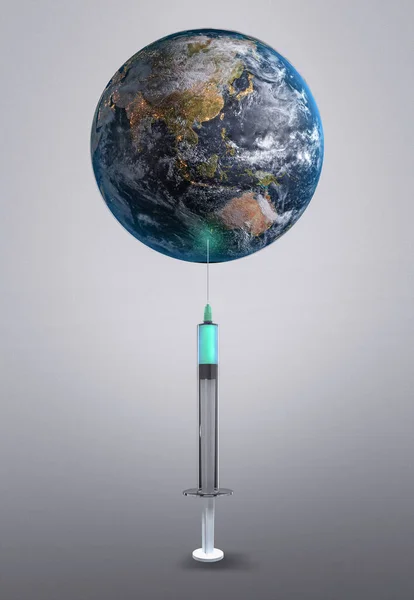 Vaccine Earth Rendering Elements Image Furnished Nasa — Stock Photo, Image