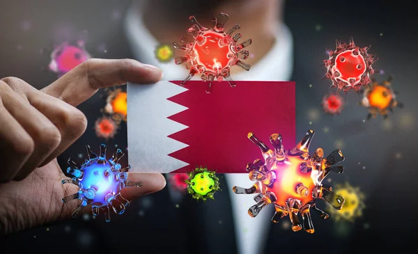 Corona Vírus Bahreini Zászló Körül Concept Pandemic Járvány Országban — Stock Fotó