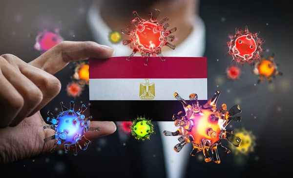 Corona Virus Rond Egypte Vlag Concept Pandemische Uitbraak Het Land — Stockfoto