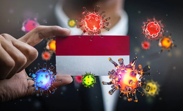 코로나 바이러스 인도네시아의 세계적으로 유행하고 — 스톡 사진