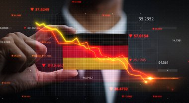 Almanya Bayrağının Önüne Düşen Grafik. Kriz Konsepti