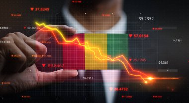 Gine Bayrağının Önünde Düşen Grafik. Kriz Konsepti