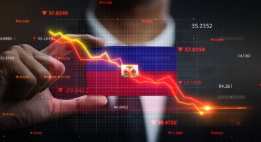 Haiti Bayrağının Önüne Düşen Grafik. Kriz Konsepti