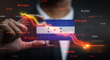 Honduras Bayrağının Önünde Düşen Grafik. Kriz Konsepti