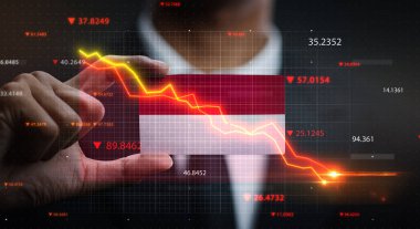 Endonezya Bayrağı 'nın Önünde Düşen Grafik. Kriz Konsepti
