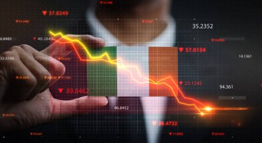 İrlanda Bayrağının Önüne Düşen Grafik. Kriz Konsepti