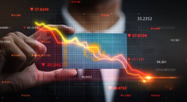 Kazakistan Bayrağının Önüne Düşen Grafik. Kriz Konsepti