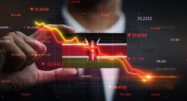 Kenya Bayrağının Önüne Düşen Grafik. Kriz Konsepti