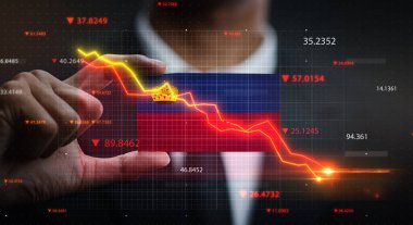 Lihtenştayn Bayrağı 'nın Önünde Düşen Grafik. Kriz Konsepti