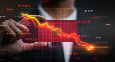 Fas Bayrağının Önünde Düşen Grafik. Kriz Konsepti