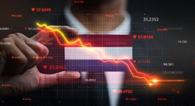 Hollanda Bayrağının Önünde Düşen Grafik. Kriz Konsepti