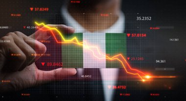 Nijerya Bayrağının Önünde Düşen Grafik. Kriz Konsepti