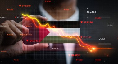 Filistin Bayrağının Önüne Düşen Grafik. Kriz Konsepti