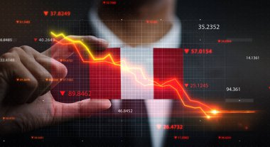 Peru Bayrağının Önüne Düşen Grafik. Kriz Konsepti