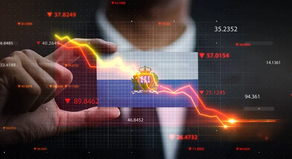 San Marino Bayrağının Önüne Düşen Grafik Kriz Konsepti — Stok fotoğraf