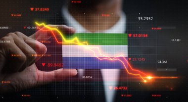 Sierra Leone Bayrağının Önüne Düşen Grafik. Kriz Konsepti