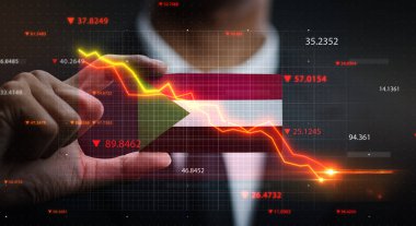 Sudan Bayrağının Önüne Düşen Grafik. Kriz Konsepti