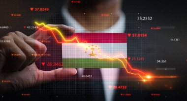 Tacikistan Bayrağının Önüne Düşen Grafik. Kriz Konsepti