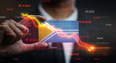 Tuva Bayrağının Önüne Düşen Grafik. Kriz Konsepti
