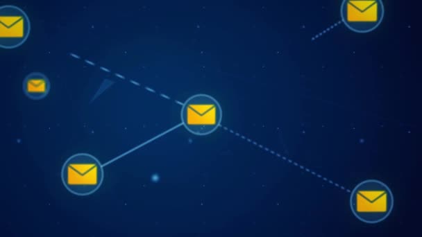 Email Message Network Icon Link Connection Technology Loop Animation — Vídeos de Stock