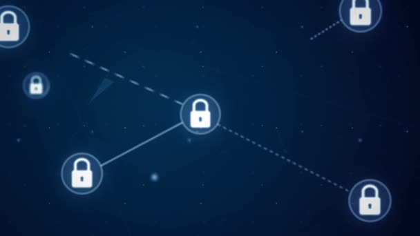 Uzamčeno Padlock Network Icon Link Connection Technology Loop Animation — Stock video