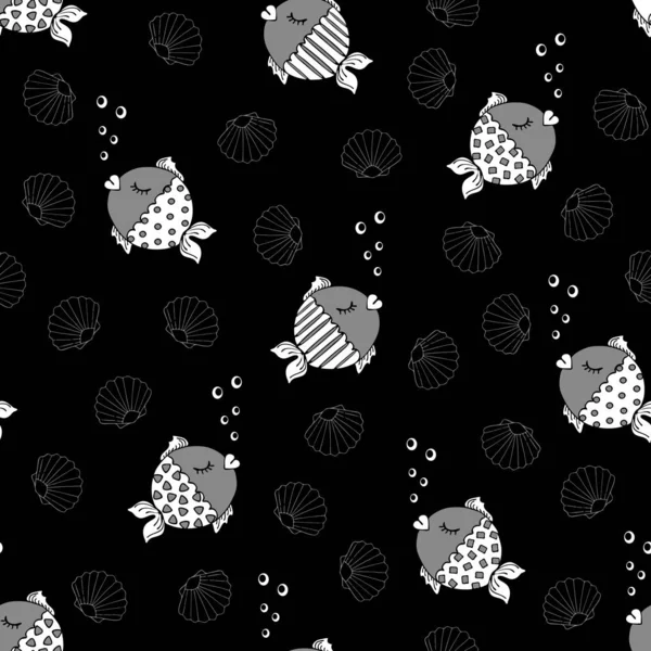 Bebé goldfish blanco y negro — Vector de stock