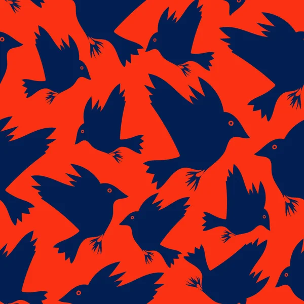 Bright blue birds on orange background