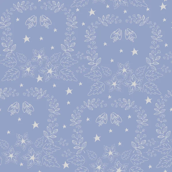Winterblumen Muster blau — Stockvektor