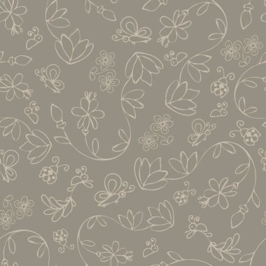 Beyaz ve gri böcekler ve çiçekler