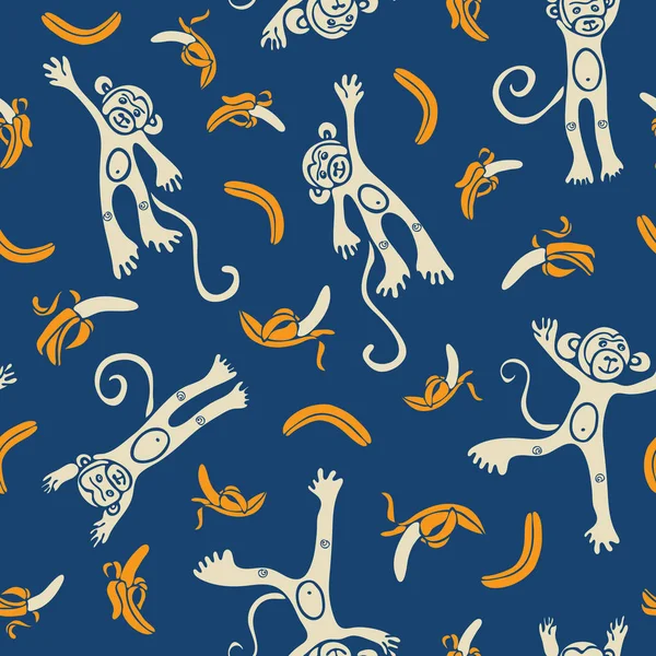 Голубые бананы и обезьяны — стоковый вектор