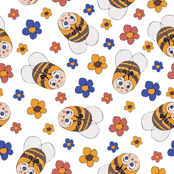 Бджоли квіти — стоковий вектор