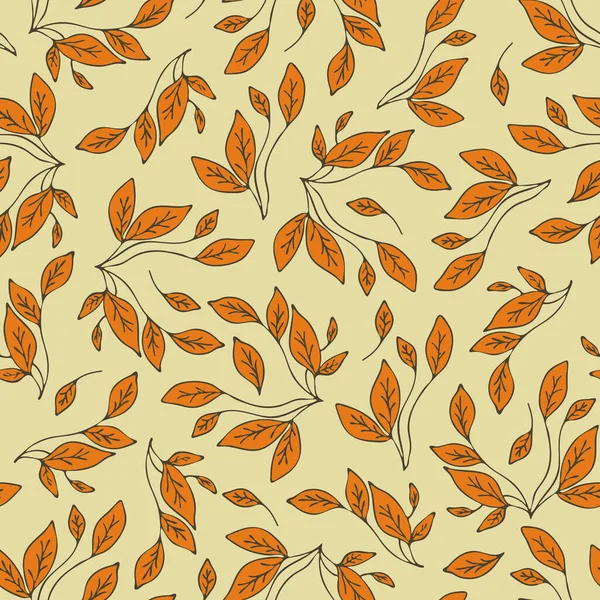 Modèle Vectoriel Sans Couture Avec Des Feuilles Automne Sur Fond — Image vectorielle