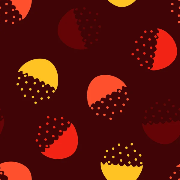 Бесшовный Векторный Рисунок Полукругами Точками Красном Фоне Красного Дерева Простой — стоковый вектор