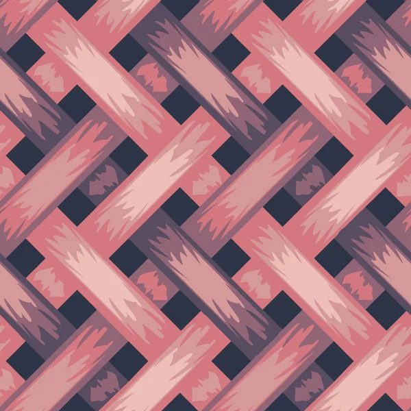 ピンクと紫の色でテクスチャを編組シームレスベクトル繰り返しパターン 織3D壁紙デザイン 編んだ織物 — ストックベクタ