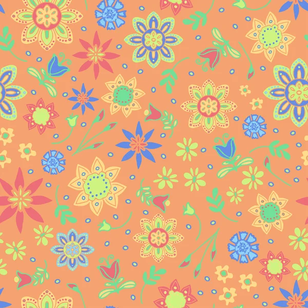 Motif Vectoriel Sans Couture Avec Des Fleurs Pastel Sur Fond — Image vectorielle