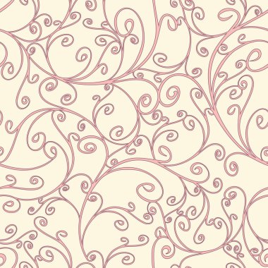 Pembe arka planda eğri çizgileri olan kusursuz vektör deseni. Güzel romantik duvar kağıdı dokusu. Kraliyet moda kumaşı tasarımı.