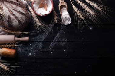 Fırın malzemeleri. Gıda arka plan