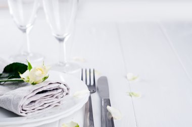 plaka servis peçete ile ve yakın çekim gül