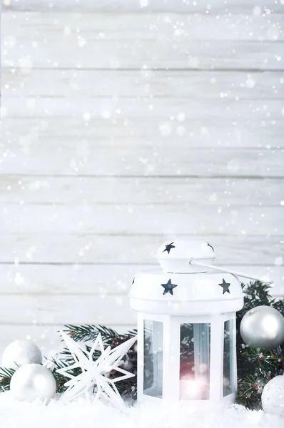 Christmas white lantern — Stock Photo, Image