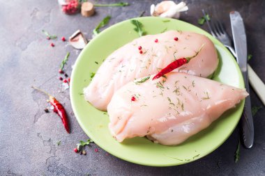 Çiğ kesik tavuk fileto